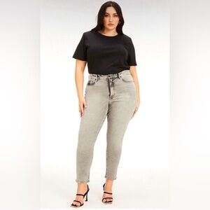 Good American Good Classic Straight Skinny Jeans Gray Denim